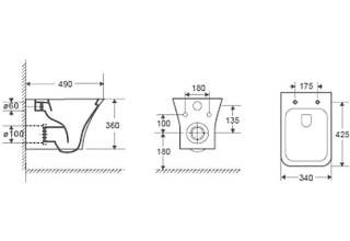 Подвесной унитаз CeruttiSpa Vettore Aria 34x49 безободковый SoftClose