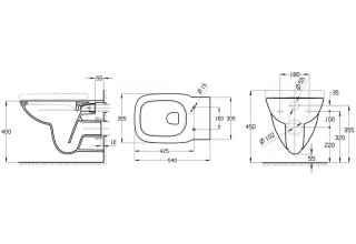 Чаша подвесного унитаза Roca Debba Square Rimless 35x54 без сиденья