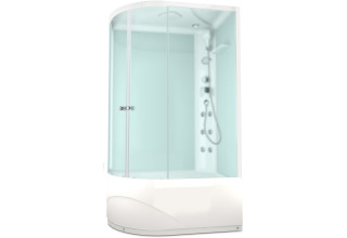 Душевая кабина Domani-Spa Delight 128 High 120x80 сатин матированное стекло / белые стенки с гидромассажем и электрикой (правая)