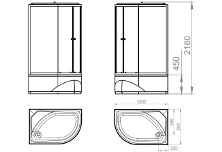 Душевая кабина Domani-Spa Delight 128 High 120x80 сатин матированное стекло / белые стенки с гидромассажем и электрикой (правая)