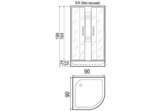 Душевая кабина River Nara 90/24 без крыши 90х90