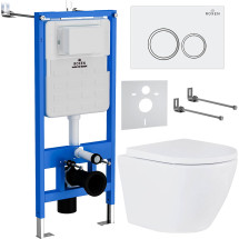 Инсталляция Roxen StounFix Slim 710200 с унитазом 530185-02 клавишей смыва Santi 410260W