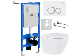Инсталляция Roxen StounFix Slim 710200 с унитазом 530185-02 клавишей смыва Santi 410260W