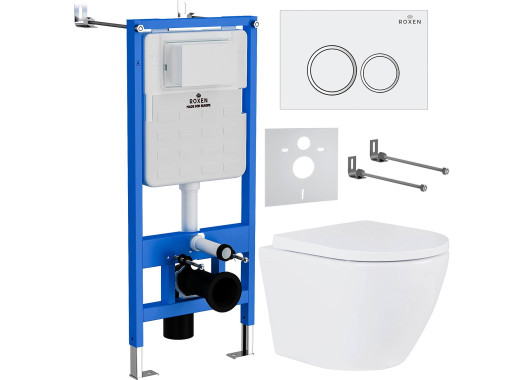 Инсталляция Roxen StounFix Slim 710200 с унитазом 530185-02 клавишей смыва Santi 410260W