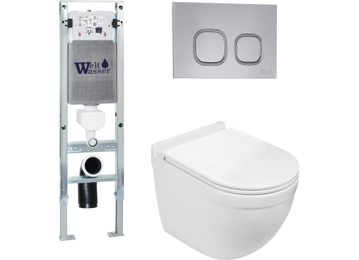 Комплект Welt-Wasser AMBERG 350 ST + HEIMBACH 004 GL-WT + AMBERG RD-CR с клавишей хром глянец