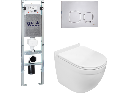 Комплект Welt-Wasser AMBERG 350 ST + HEIMBACH 004 GL-WT + AMBERG RD-MT CR с клавишей хром матовый