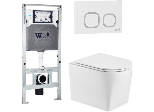 Комплект Welt-Wasser AMBERG 506 ST + NESENBACH 004 GL-WT + AMBERG RD-WT с белой клавишей