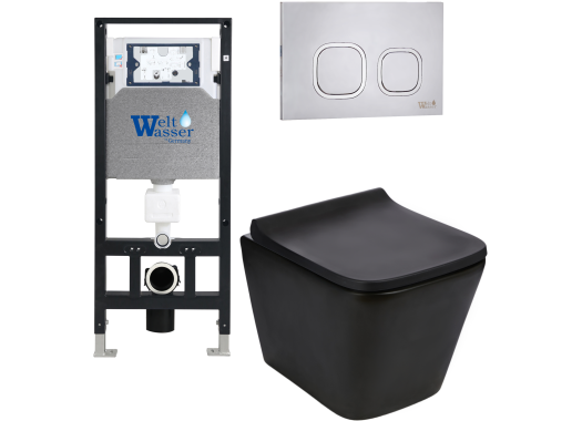 Комплект Welt-Wasser AMBERG 506 + GELBACH 004 MT-BL + AMBERG RD-MT CR с клавишей хром матовый