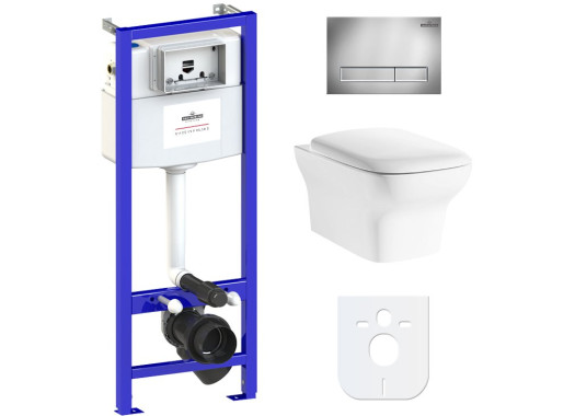 Комплект инсталляции и унитаза 6 в 1 Lavinia Boho Relfix Bristol Rimless 77040110 (состоит из 3305002R, 38010010, 3805001C)