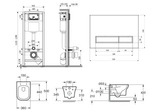 Комплект инсталляции и унитаза 6 в 1 Lavinia Boho Relfix Bristol Rimless 77040110 (состоит из 3305002R, 38010010, 3805001C)