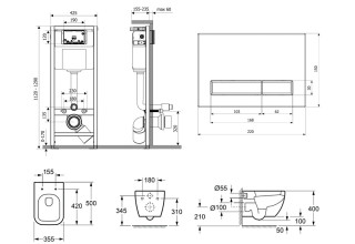 Комплект инсталляции и унитаза 6 в 1 Lavinia Boho Relfix One Rimless 77040075 (состоит из 3302103R, 33290200, 38010010, 380501MC)