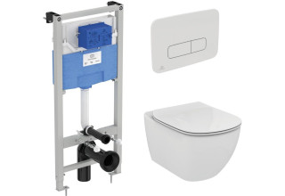 Промокомплект: инсталляция с унитазом Ideal Standard Tesi Aquablade + кнопка Oleas M3 белая S0079R0123AC