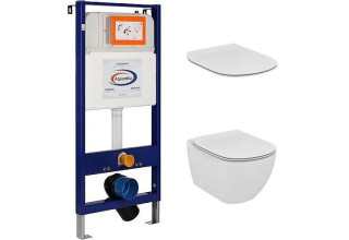 Унитаз подвесной с инсталляцией Ideal Standard Tesi T007901 + T352701 + 10.702.450.02.10