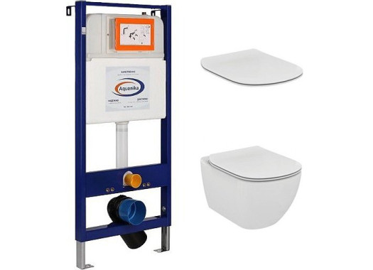 Унитаз подвесной с инсталляцией Ideal Standard Tesi T007901 + T352701 + 10.702.450.02.10