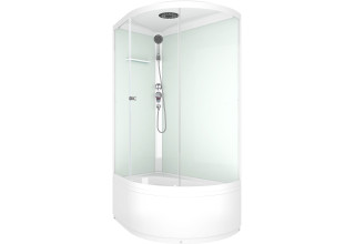Душевая кабина Domani-Spa Simple 128 high V1.2 120x80 120x80 прозрачное стекло / белые стенки с крышей (левая)