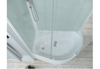 Душевая кабина Domani-Spa Simple 128 high V1.2 120x80 120x80 прозрачное стекло / белые стенки с крышей (левая)