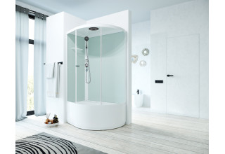 Душевая кабина Domani-Spa Simple 128 high V1.2 120x80 120x80 прозрачное стекло / белые стенки с крышей (левая)