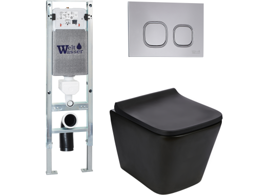 Комплект Welt-Wasser AMBERG 350 ST + GELBACH 004 MT-BL + AMBERG RD-CR с клавишей хром глянец