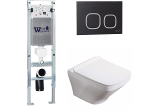 Комплект Welt-Wasser AMBERG 350 ST + HOFBACH 004 GL-WT + AMBERG RD-BL с черной клавишей
