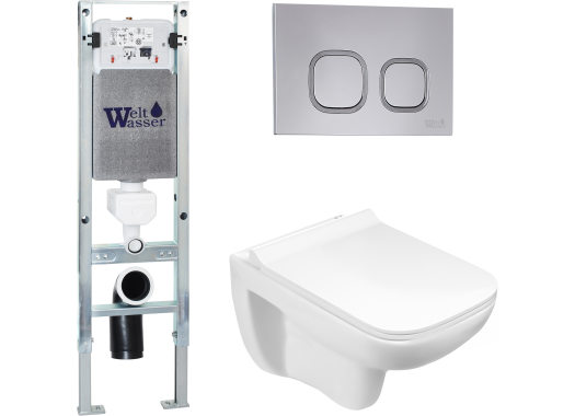 Комплект Welt-Wasser AMBERG 350 ST + KEHLBACH 004 GL-WT + AMBERG RD-CR с клавишей хром глянец