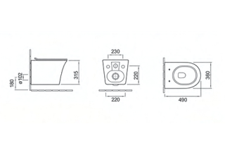 Подвесной унитаз CeruttiSpa Brenta Aria 36x49 безободковый SoftClose