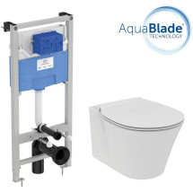 Промокомплект: инсталляция с унитазом Ideal Standard Air Connect Aquablade E212101