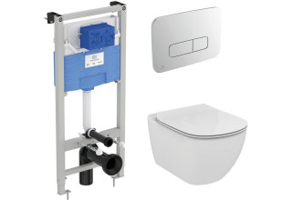 Промокомплект: инсталляция с унитазом Ideal Standard Tesi Aquablade + кнопка Oleas M3 хром S0079R0123AA