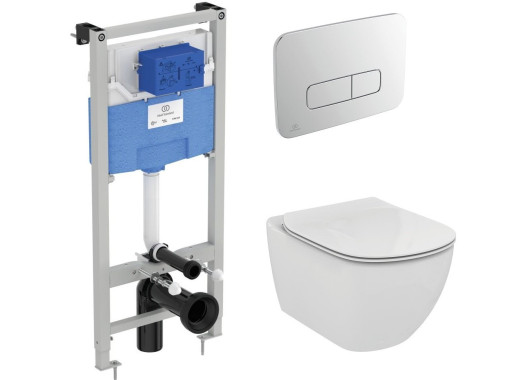 Промокомплект: инсталляция с унитазом Ideal Standard Tesi Aquablade + кнопка Oleas M3 хром S0079R0123AA