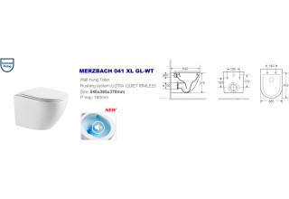 Унитаз подвесной Welt-Wasser MERZBACH 041 XL GL-WT 36,5x54 сиденье Duroplast, микролифт, белый глянец