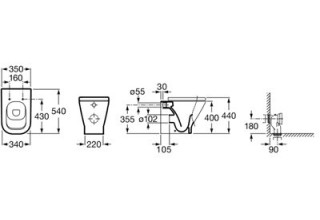 Унитаз приставной Roca The Gap 347477000 + 801470004 с крышкой