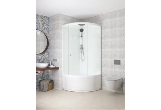 Душевая кабина Domani-Spa Simple high 90x90 прозрачное стекло / белые стенки с крышей