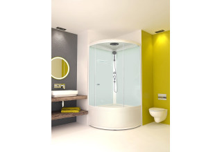 Душевая кабина Domani-Spa Simple high 90x90 прозрачное стекло / белые стенки с крышей