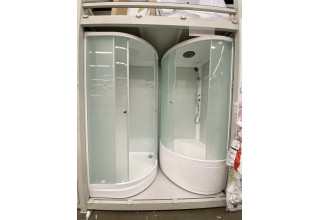 Душевая кабина Domani-Spa Simple high 90x90 сатин матированное стекло / белые стенки с крышей на уценке