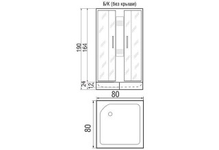Душевая кабина River Quadro 80/24 МТ 80x80 Б/К (без крыши)