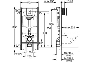 Инсталляция Grohe Rapid SL с подвесным унитазом Laufen Pro Rimless с сиденьем SoftClose