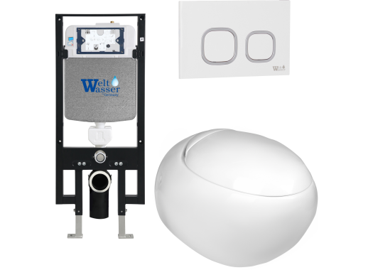 Комплект Welt-Wasser AMBERG 497 + JECKENBACH 004 GL-WT + AMBERG RD-WT с белой клавишей