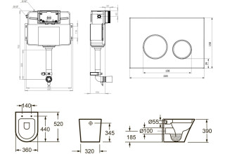 Комплект инсталляции и унитаза 4 в 1 Lavinia Boho Relfix Biore 77060239(cостоит из 33040040, 38020010, 3805004W)