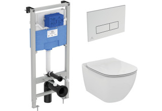 Промокомплект: инсталляция с унитазом Ideal Standard Tesi Aquablade + кнопка Oleas M2 хром S0079R0121AA