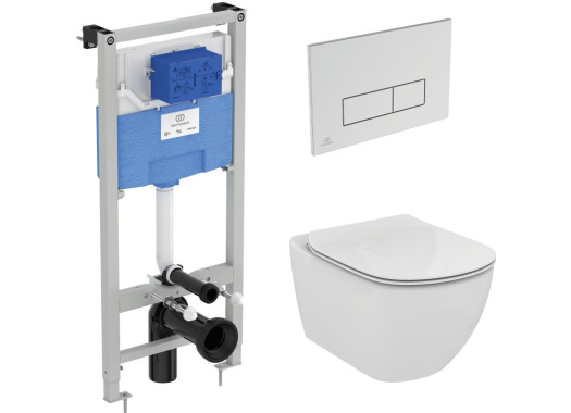 Промокомплект: инсталляция с унитазом Ideal Standard Tesi Aquablade + кнопка Oleas M2 хром S0079R0121AA