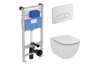 Промокомплект: инсталляция с унитазом Ideal Standard Tesi Aquablade + кнопка Oleas M3 хром матовый