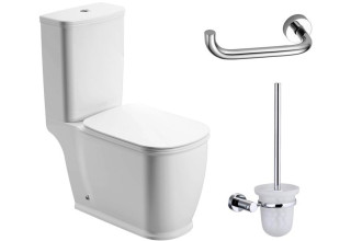 Унитаз Lavinia Boho Bell Pro 3301001N напольный + ершик для унитаза Wasserkraft K-9427 + держатель для туалетной бумаги Wasserkraft K-9496