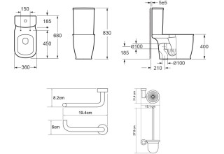 Унитаз Lavinia Boho Bell Pro 3301001N напольный + ершик для унитаза Wasserkraft K-9427 + держатель для туалетной бумаги Wasserkraft K-9496
