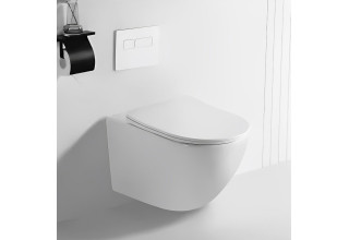 Унитаз подвесной Cerutti SPA SELLA PP безободковый, сидение с системой микролифт из дюропласта, белый