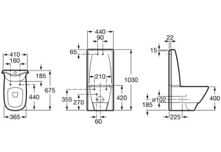 Чаша напольного унитаза Roca Frontalis A342587000 без бачка, без сиденья, белый