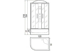 Душевая кабина River Dunay 120/90/44 MT 120x90 R