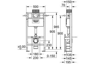 Инсталляция Grohe Rapid SL 38586 001 для подвесного унитаза