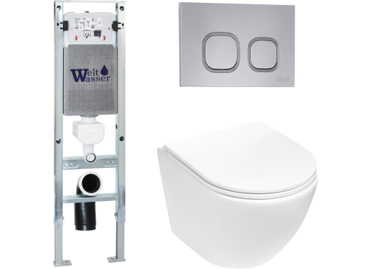 Комплект Welt-Wasser AMBERG 350 ST + MERZBACH 004 MT-WT + AMBERG RD-CR с клавишей хром глянец
