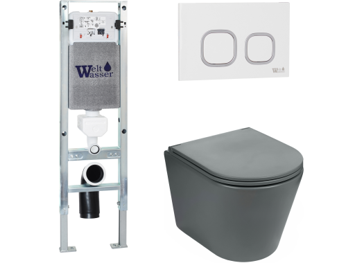 Комплект Welt-Wasser AMBERG 350 ST + SALZBACH 004 MT-GR + AMBERG RD-WT с белой клавишей