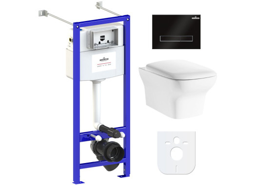 Комплект инсталляции и унитаза 6 в 1 Lavinia Boho Relfix Bristol Rimless 77050202(состоит из 3305002R, 38010020, 3805003B)