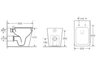 Унитаз Welt-Wasser GELBACH 002MT-BL приставной